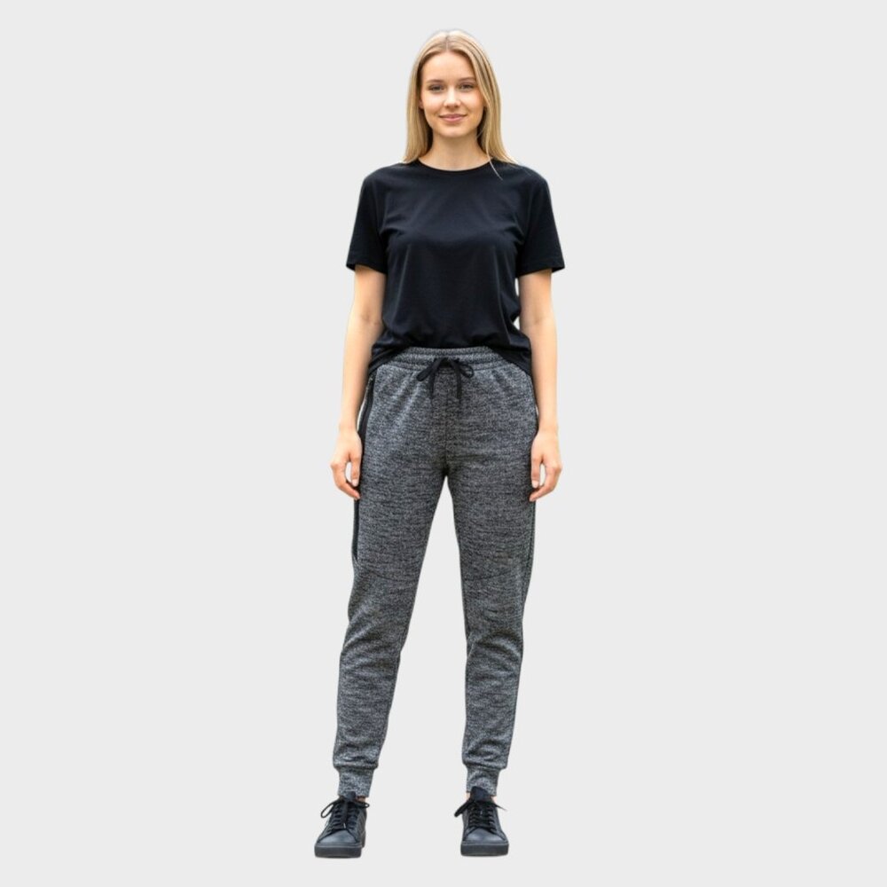 Apparel Collection Joggers Womens Small Black Gray Drawstring Athleisure Pants